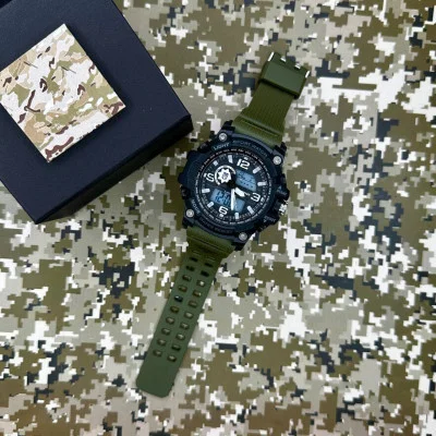 Часы наручные Patriot 012AGPO Полиция Черные с зеленым + Коробка.