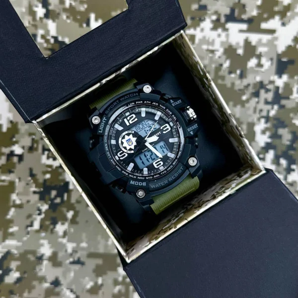 Годинник наручний Patriot 012AGPO Поліція Чорні з зеленим + Коробка. фото 5