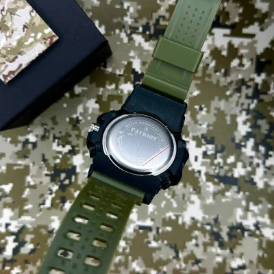 Часы наручные Patriot 012AGPO Полиция Черные с зеленым + Коробка.