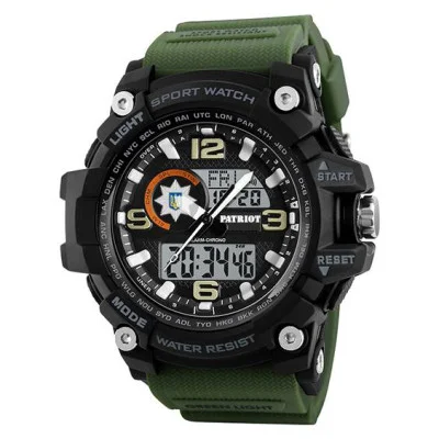 Часы наручные Patriot 012AGPO Полиция Черные с зеленым + Коробка.