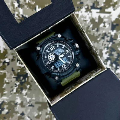 Годинник наручний Patriot 012AGPO Поліція Чорні з зеленим + Коробка.