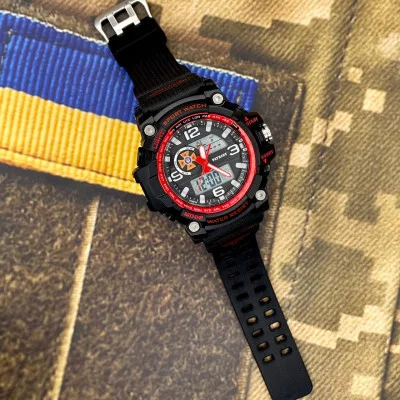 Часы наручные Patriot 012BKRDDSNS ДСНС Черные с красным + Коробка