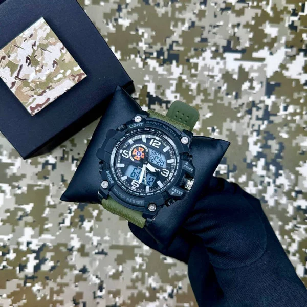 Годинник наручний Patriot 012AGDSNS ДСНС Чорні з зеленим + Коробка. фото 3