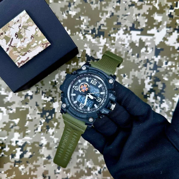 Годинник наручний Patriot 012AGDSNS ДСНС Чорні з зеленим + Коробка. фото 4
