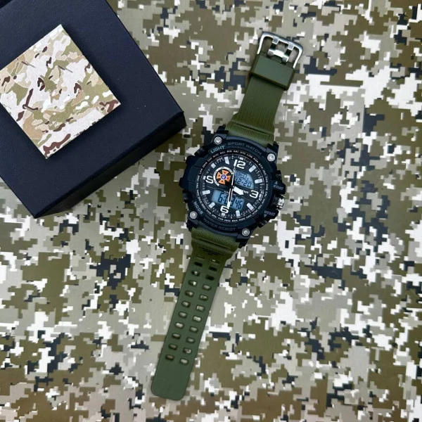 Годинник наручний Patriot 012AGDSNS ДСНС Чорні з зеленим + Коробка. фото 5