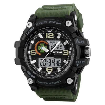Часы наручные Patriot 012AGDPS ДПС Черные с зеленым + Коробка