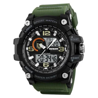 Годинник наручний Patriot 012AGTRO ТРО Чорні з зеленим + Коробка