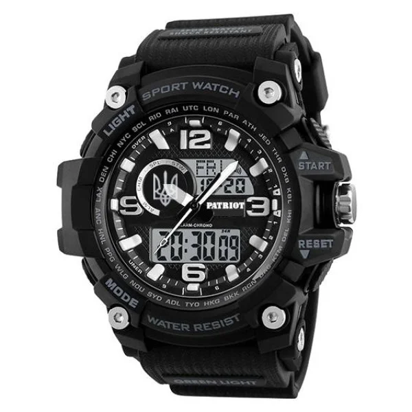 Годинник наручний Patriot 012BKUASI Тризуб срібло Чорні + Коробка. фото 7
