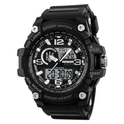 Часы наручные Patriot 012BKUASI Тризуб серебро Черные + Коробка.