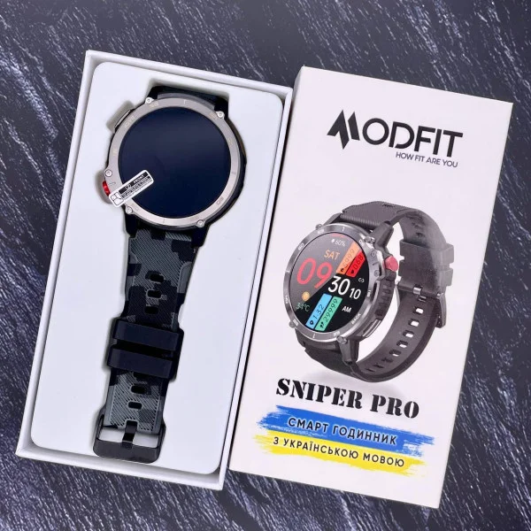 Розумний годинник Modfit Sniper Pro Black-Silver 41 мм. фото 20