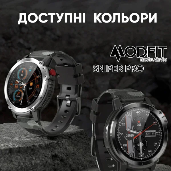 Розумний годинник Modfit Sniper Pro Black-Silver 41 мм. фото 21