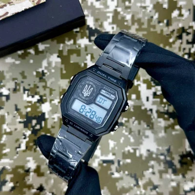 Часы наручные Patriot 011SIUASI Трезубец серебро Черные + Коробка