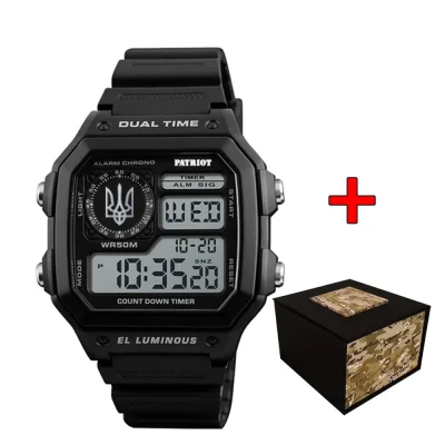 Часы наручные Patriot 010BKUASI Тризуб серебро Черные + Коробка.