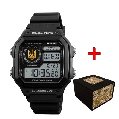 Часы наручные Patriot 010BKUAGD Трезубец золото Черные + Коробка.