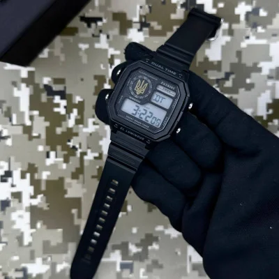 Часы наручные Patriot 010BKUAGD Трезубец золото Черные + Коробка.