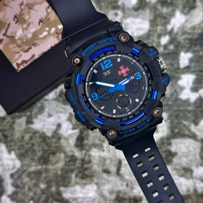 Часы наручные Patriot 006BUSU ВСУ Черные с синим + Коробка.
