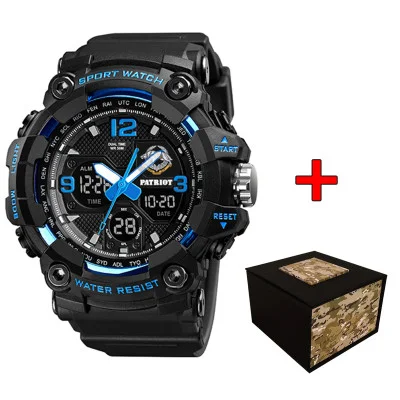 Часы наручные Patriot 006BUSSO ССО Черные с синим + Коробка