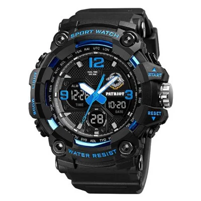 Годинник наручний Patriot 006BUSSO ССО Чорні з синім + Коробка
