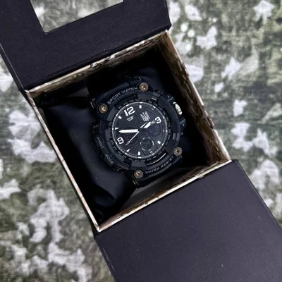Часы наручные Patriot 006BKUASI Тризуб серебро Черные + Коробка.