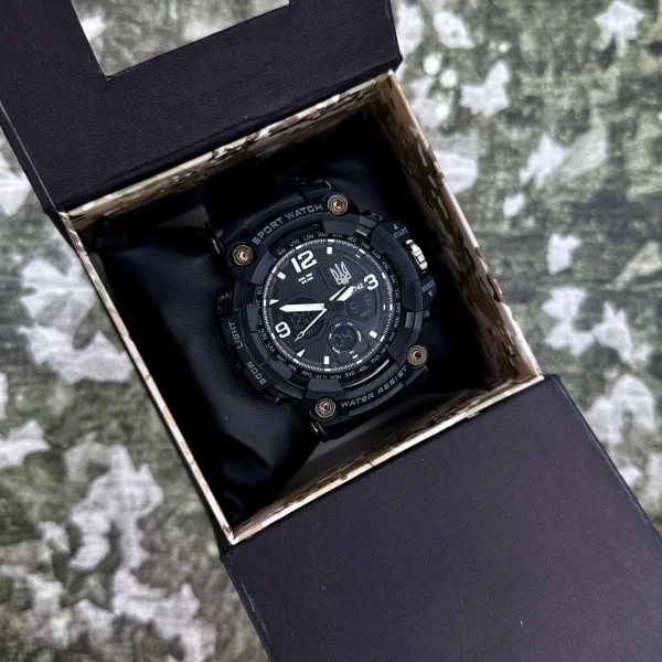 Годинник наручний Patriot 006BKUASI Тризуб срібло Чорні + Коробка. фото 3