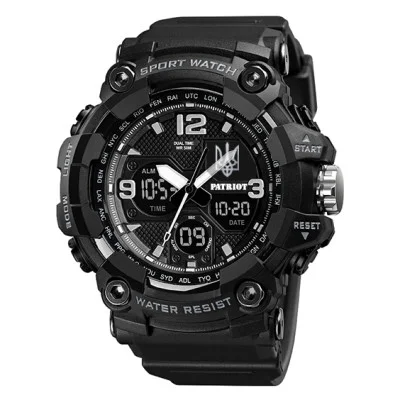 Часы наручные Patriot 006BKUASI Тризуб серебро Черные + Коробка.