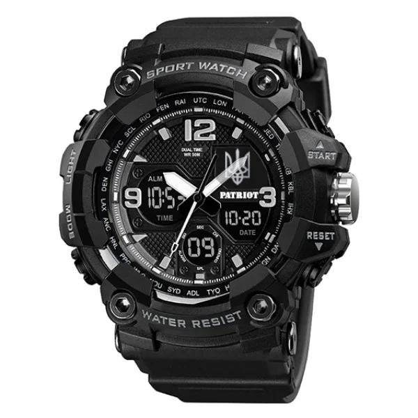 Годинник наручний Patriot 006BKUASI Тризуб срібло Чорні + Коробка. фото 7
