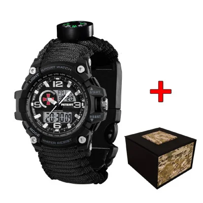 Часы наручные Patriot 012BKSU ВСУ Черные Паракордовый ремешок Black + Коробка