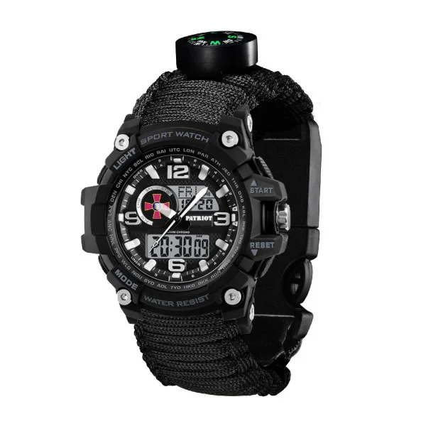 Годинник наручний Patriot 012BKSU ЗСУ Чорні Паракордовий ремінець Black + Коробка фото 3