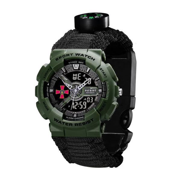 Годинник наручний Patriot 005AGSU ЗСУ Паракордовий ремінець Black + Коробка фото 3