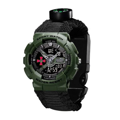 Годинник наручний Patriot 005AGSU ЗСУ Паракордовий ремінець Black + Коробка