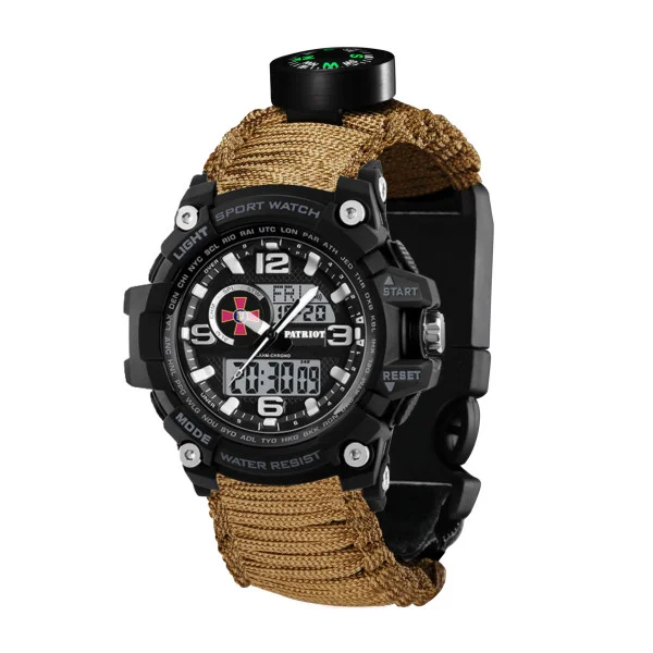 Годинник наручний Patriot 012BKSU ЗСУ Чорні Паракордовий ремінець Khaki + Коробка фото 3