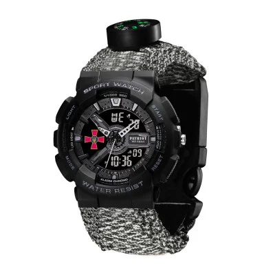 Часы наручные Patriot 005BKSU ВСУ Черные Паракордовый ремешок ACU + Коробка