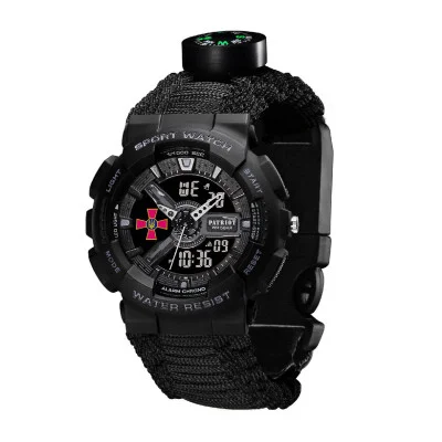 Годинник наручний Patriot 005BKSU ЗСУ Чорні Паракордовий ремінець Black + Коробка.