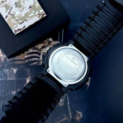 Часы наручные Patriot 005BKSU ВСУ Черные Паракордовый ремешок Black + Коробка.
