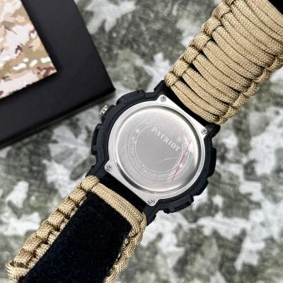 Часы наручные Patriot 005BKSU ВСУ Черные Паракордовый ремешок Khaki + Коробка