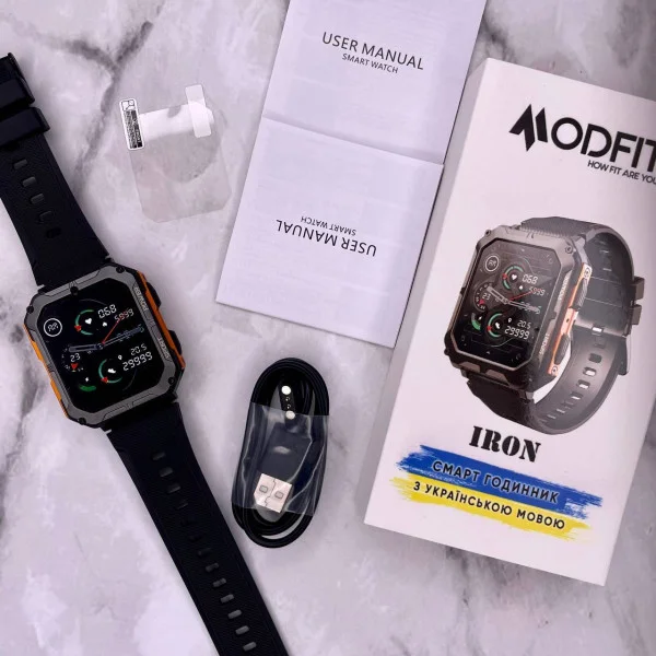 Смарт часы Modfit Iron Black-Orange фото 3
