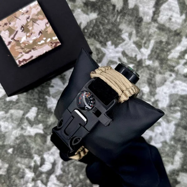 Годинник наручний Patriot 005CMGRSU ЗСУ Зелений камуфляж Паракордовий ремінець Khaki + Коробка. фото 5