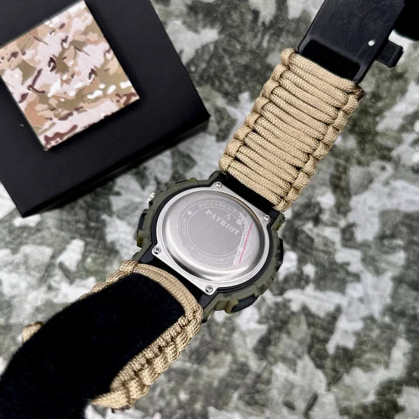 Годинник наручний Patriot 005CMGRSU ЗСУ Зелений камуфляж Паракордовий ремінець Khaki + Коробка. фото 6