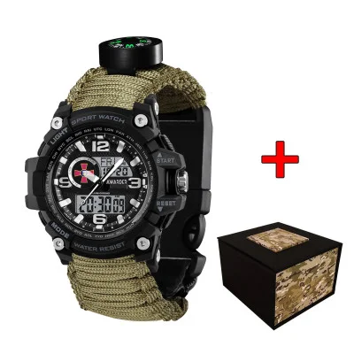 Часы наручные Patriot 012BKSU ВСУ Черные Паракордовый ремешок Army Green + Коробка