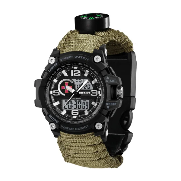 Годинник наручний Patriot 012BKSU ЗСУ Чорні Паракордовий ремінець Army Green + Коробка фото 3