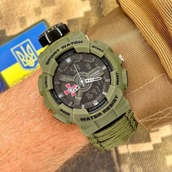 Годинник наручний Patriot 005AGSU ЗСУ Паракордовий ремінець Army Green + Коробка. фото 3