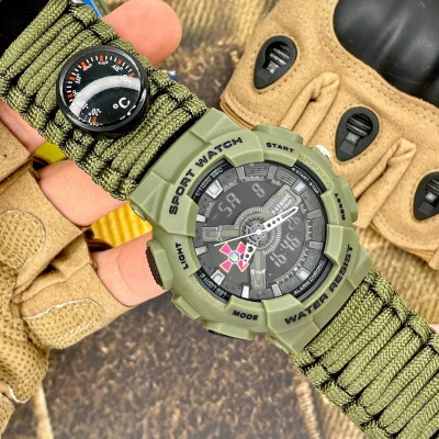 Годинник наручний Patriot 005AGSU ЗСУ Паракордовий ремінець Army Green + Коробка.