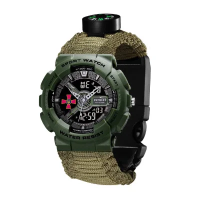 Годинник наручний Patriot 005AGSU ЗСУ Паракордовий ремінець Army Green + Коробка.