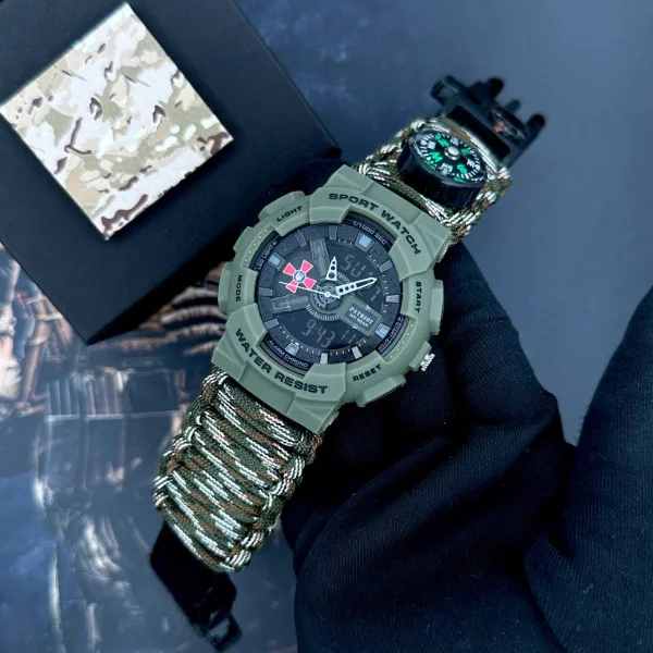 Часы наручные Patriot 005AGSU ВСУ Паракордовый ремешок Camo Green + Коробка фото 3