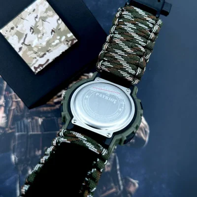 Часы наручные Patriot 005AGSU ВСУ Паракордовый ремешок Camo Green + Коробка