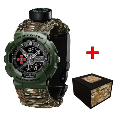 Часы наручные Patriot 005AGSU ВСУ Паракордовый ремешок Camo Green + Коробка