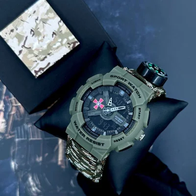 Годинник наручний Patriot 005AGSU ЗСУ Паракордовий ремінець Camo Green + Коробка
