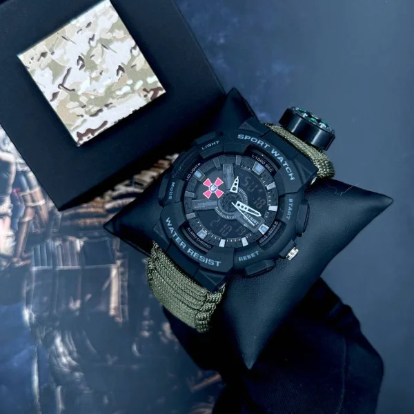 Годинник наручний Patriot 005BKSU ЗСУ Чорні Паракордовий ремінець Army Green + Коробка фото 4