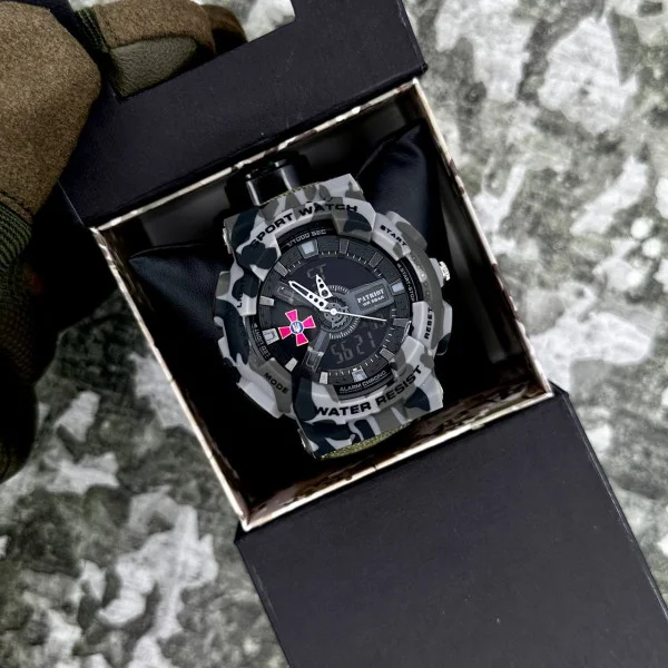 Часы наручные Patriot 005CMGYSU ВСУ Серый камуфляж Паракордовый ремешок Army Green + Коробка фото 5