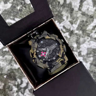 Часы наручные Patriot 005CMGRSU ВСУ Зеленый камуфляж Паракордовый ремешок Army Green + Коробка.